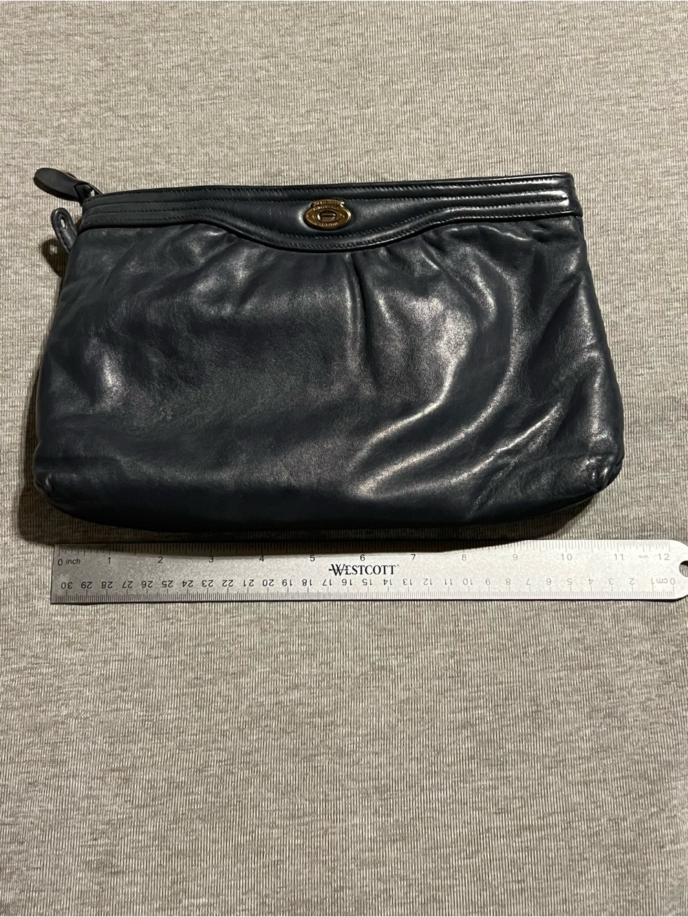 Etienne Aigner Navy Blue Leather shoulder purse with Gold-Tone Logo